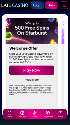 Promotions mobiles de casino tardives