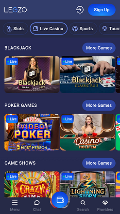 Legzo Casino Mobile Live Dealer