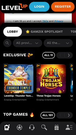 Levelup Casino Mobile Games