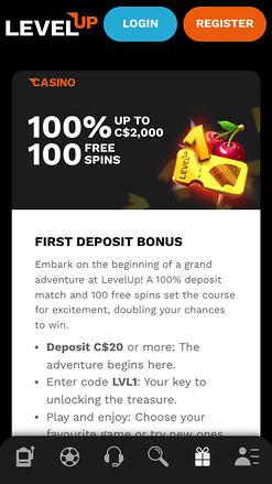 Levelup Casino Mobile Promotions