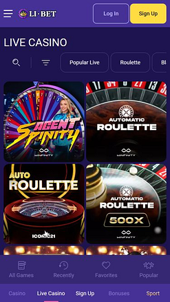 Казино с живыми дилерами Li Bet Casino для мобильных устройств