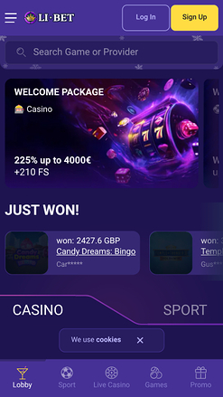 Li Bet Casino Mobile Homepage