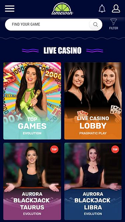 Казино с живыми дилерами Limewin Casino для мобильных устройств