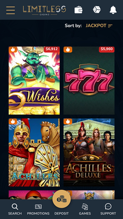 Jackpot mobile de Casino Limitless