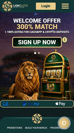 Мобильная версия сайта казино Lion Slots