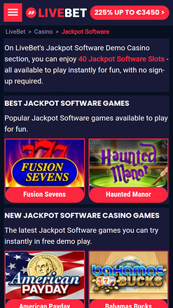 Jackpot mobile du casino Livebet