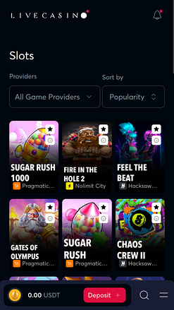 Giochi per dispositivi mobili di Livecasino