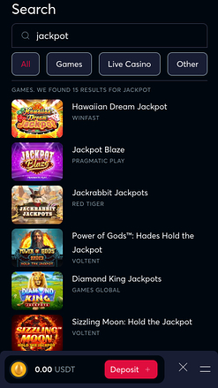 Jackpot mobile del casinò dal vivo