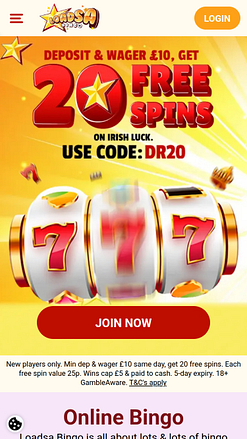 Pagina iniziale mobile di Loadsa Bingo Casino