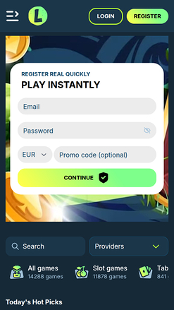 Page d'accueil du casino Lolo