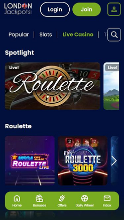 Casinò mobile London Jackpots con croupier dal vivo