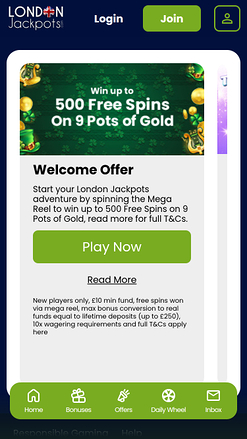 Promotions mobiles du casino London Jackpots