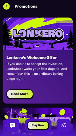 Мобильная страница промо-акций казино Lonkero