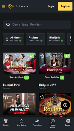 Lopoca Casino Mobile Live Dealer
