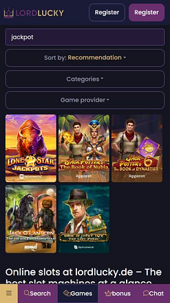 Jackpot mobile del casinò Lord Lucky