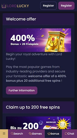 Promozioni per dispositivi mobili di Lord Lucky Casino
