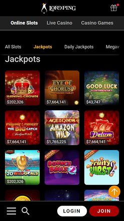 Jackpot móvil del casino Lord Ping