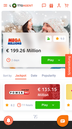 Homepage mobile dell'agente Lotto