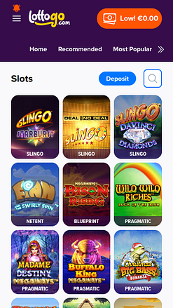 Juegos móviles de casino LottoGo