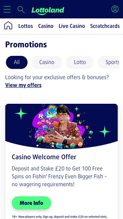 Promotions mobiles du casino Lottoland