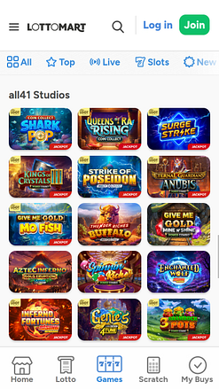 Sviluppatori di giochi per dispositivi mobili di Lottomart Casino