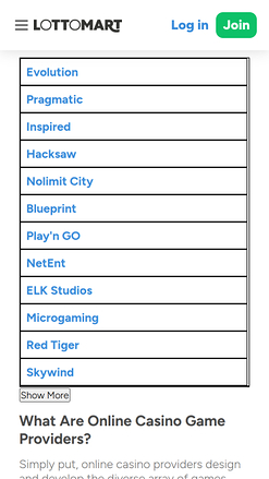 Lottomart Casino Mobile Game Developers