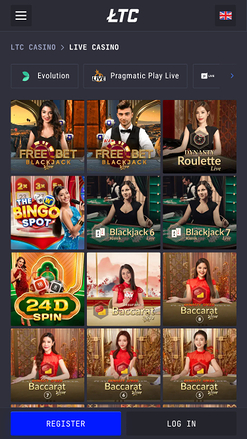 Casino mobile LTC avec croupier en direct