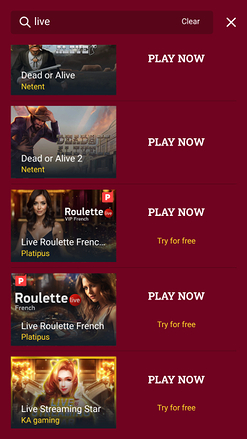 Casino mobile Luck Of Spins avec croupier en direct