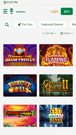 Jeux mobiles de casino Luckster