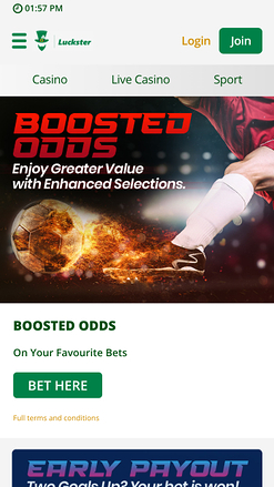 Promotions mobiles du casino Luckster