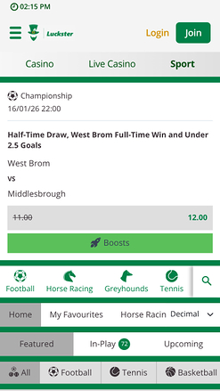 Sports mobiles du casino Luckster