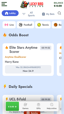 Deportes móviles del casino Lucky Bird