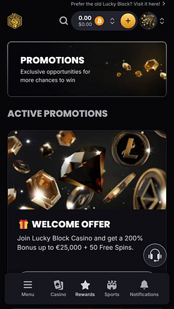 Promociones móviles del Casino Lucky Block