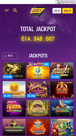 Jackpot mobile de Lucky Casino