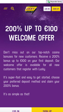 Promotions mobiles de Lucky Casino