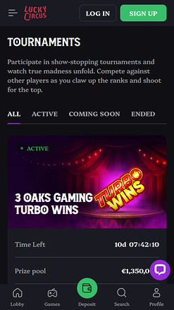 Lucky Circus Casino Mobile Turniere