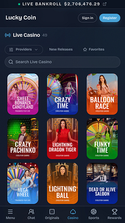 Lucky Coin Casino Mobile Live Dealer