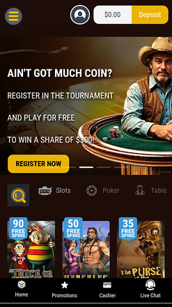 Lucky Creek Casino Mobile Homepage