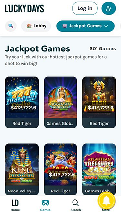 Jackpot mobile du casino Lucky Days