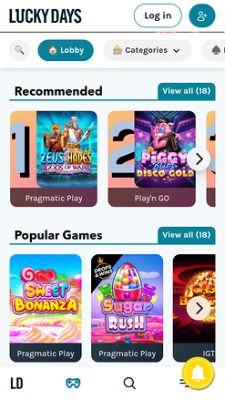 Juegos móviles de Lucky Days Casino