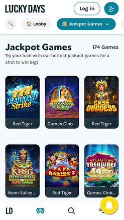 Jackpot móvil de Lucky Days Casino