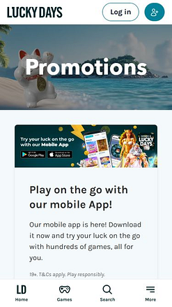 Promotions mobiles du casino Lucky Days