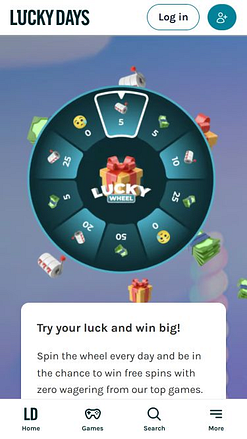 Roue de la fortune du casino mobile Lucky Days