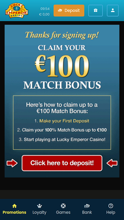 Promotions mobiles du casino Lucky Emperor