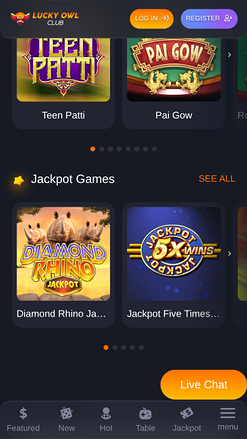 Jackpot mobile du Lucky Owl Club