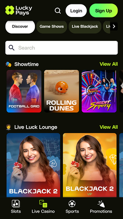 Lucky Pays Casino Mobile Live Dealer