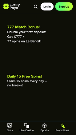 Lucky Pays Casino Mobile-Aktionen