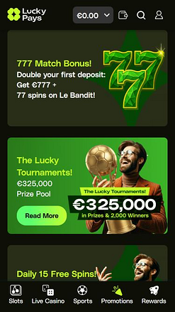 Promozioni per dispositivi mobili di Lucky Pays Casino