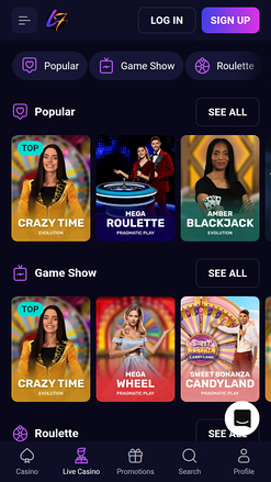 Lucky7even Mobile Live-дилер