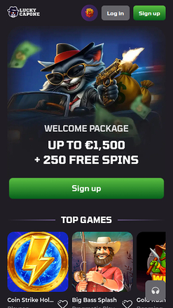 Homepage screenshot of Lucky Capone Casino for Mobile